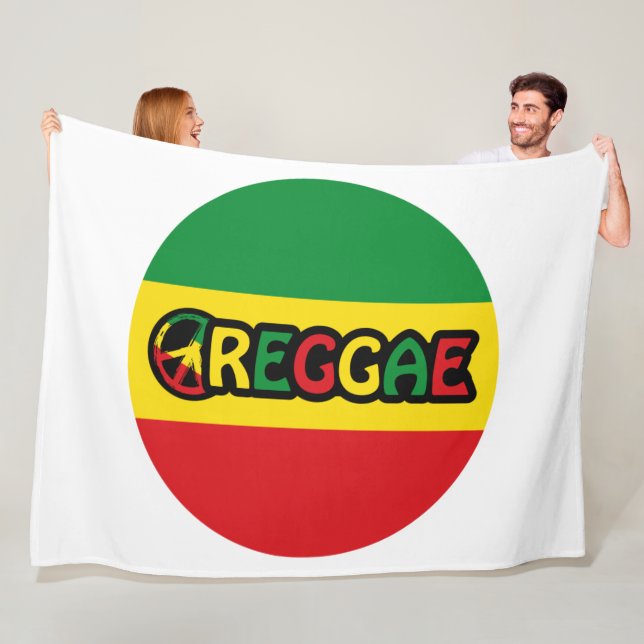Reggae design with reggae flag colours fleece blanket (In Situ)
