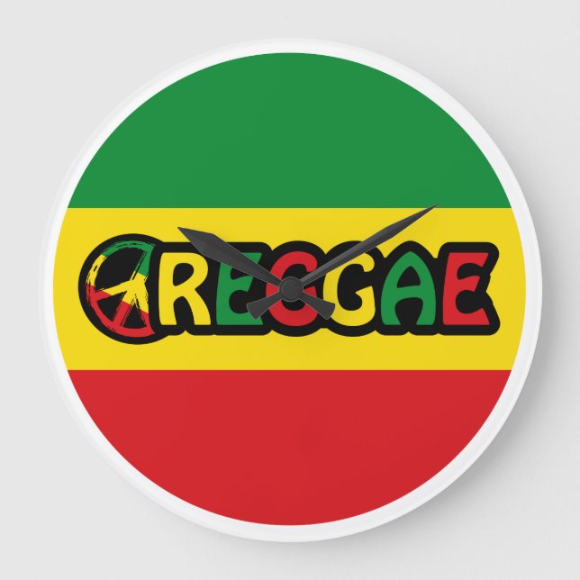 Reggae design with reggae flag colours large clock (Front)