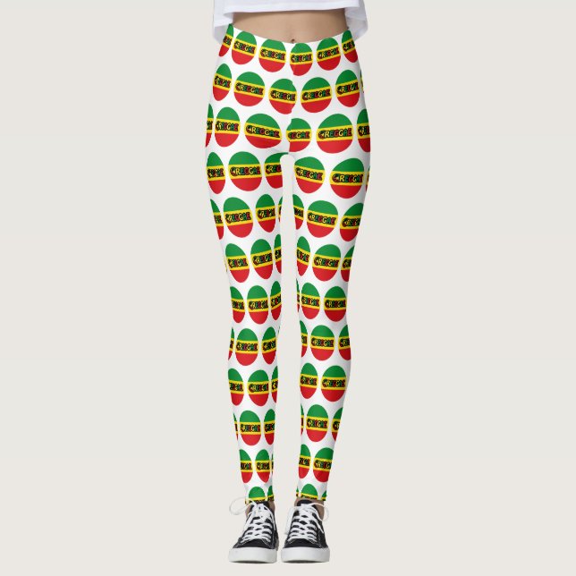 Reggae design with reggae flag colours leggings (Front)