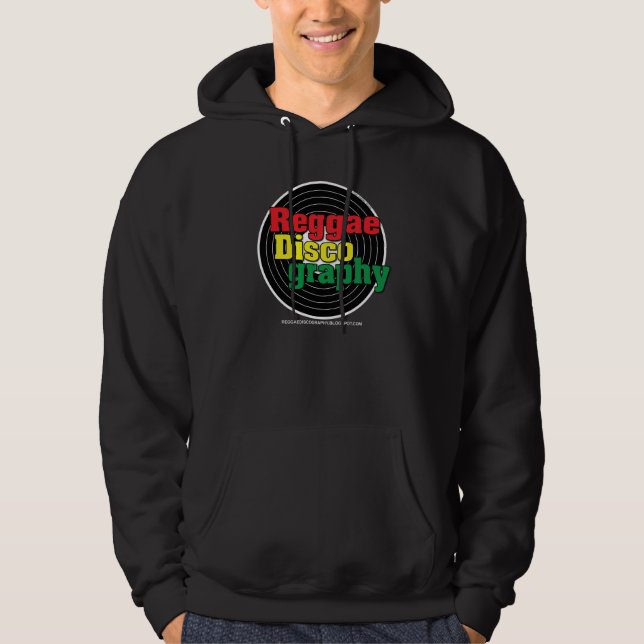 Reggae Discography Vinyl on Black Hoodies (Front)