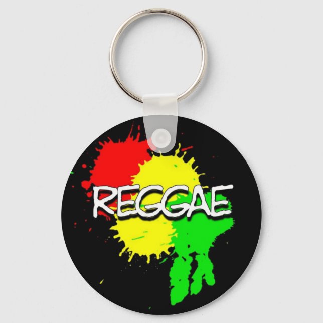 reggae flag spots on a black background key ring (Front)