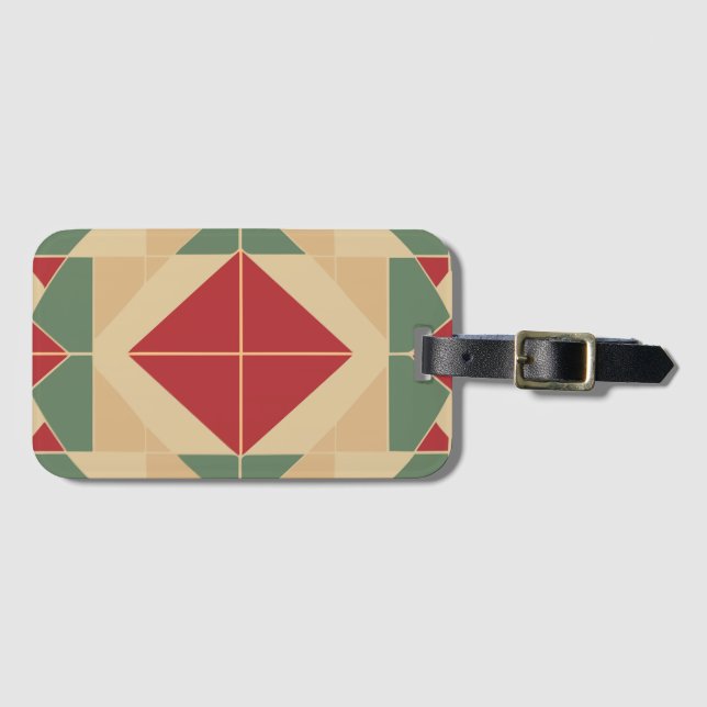 Reggae Geometric Pastel Tile Luggage Tag (Front Horizontal)
