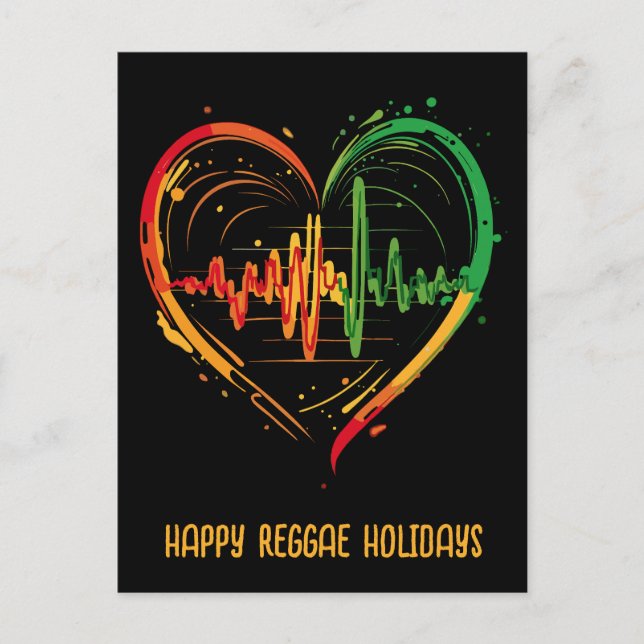 Reggae Heart Beat  Customisable Holiday Postcard (Front)