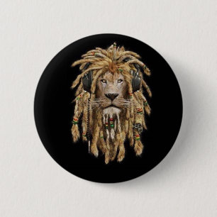 reggae lion 6 cm round badge