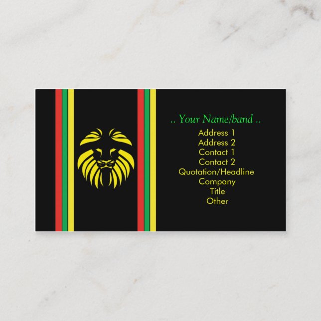 Reggae Lion B/Card Business Card (Front)