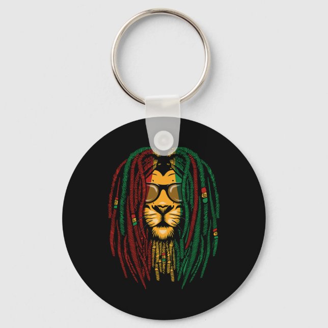 Reggae Lion Dreadlocks Wild Cat Rasta Africa Rasta Key Ring (Front)