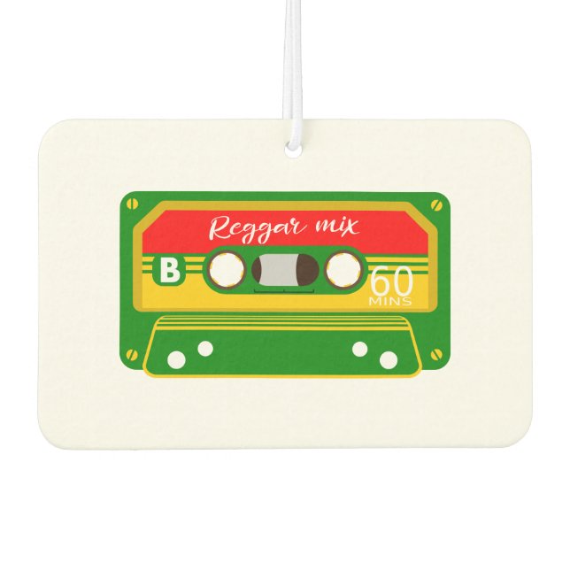 Reggae mix tape cassette 80's car air freshener (Front)