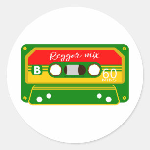 Reggae mix tape cassette Rastafarian Classic Round Sticker
