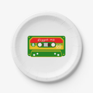 Reggae mix tape cassette retro paper plate