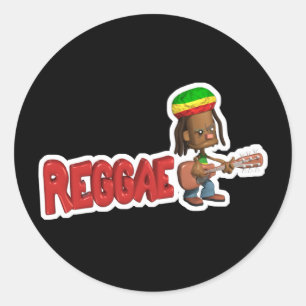 reggae music design classic round sticker