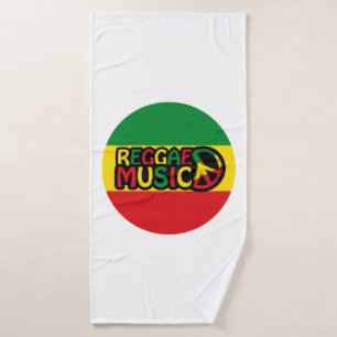 Reggae Music design with rastafari style and colou Bath Towel