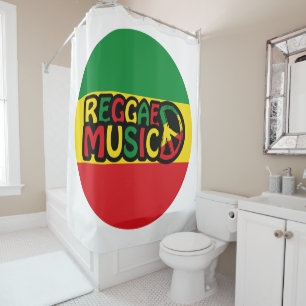 Reggae Music design with rastafari style and colou Shower Curtain