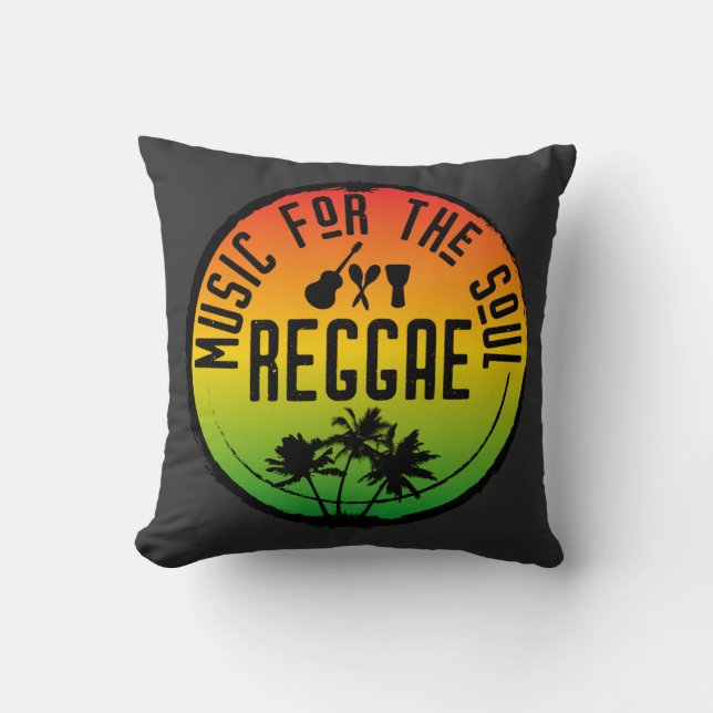 Reggae Music for the Soul Caribbean Rasta Quote Cushion (Front)