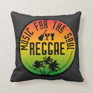 Reggae Music for the Soul Caribbean Rasta Quote Cushion