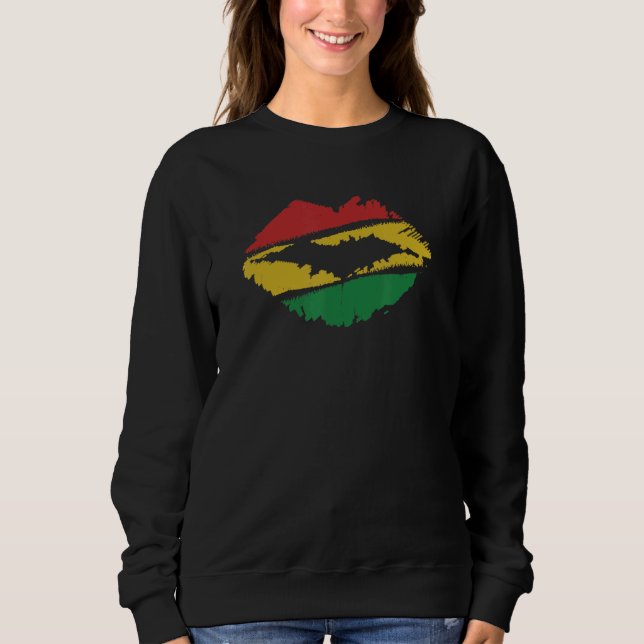 Reggae Music Jamaica Kissing Lips Flag Rastafari R Sweatshirt (Front)