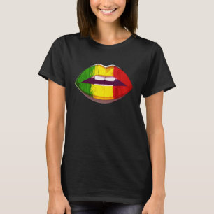 Reggae Music Jamaica Kissing Lips Flag Rastafari R T-Shirt