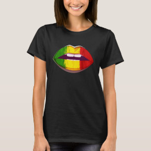 Reggae Music Jamaica Kissing Lips Flag Rastafari R T-Shirt
