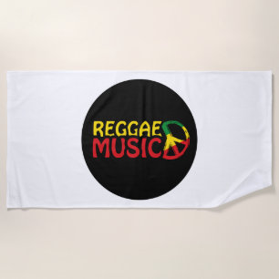 Reggae Music - model2b-circle-black Beach Towel