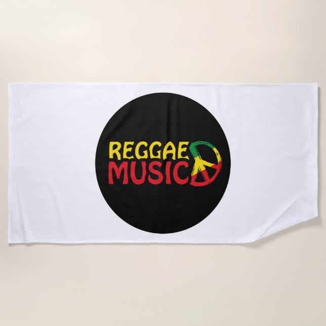 Reggae Music - model2b-circle-black Beach Towel (Front)