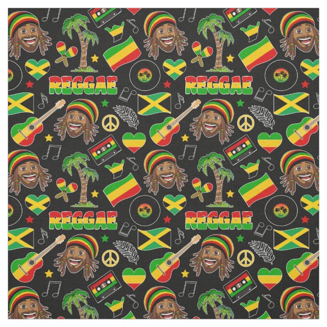 Reggae Music Pattern Fabric (Swatch)