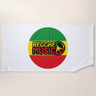 Reggae Music, reggae art with peace symbol Beach Towel
