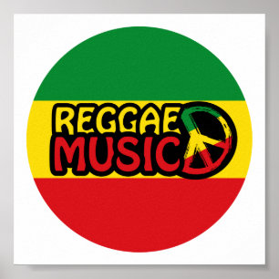 Reggae Music, reggae art with peace symbol Poster