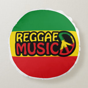 Reggae Music, reggae art with peace symbol Round Cushion