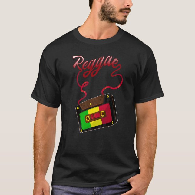 Reggae Music Retro Cassette Tape Jamaica Rasta Reg T-Shirt (Front)