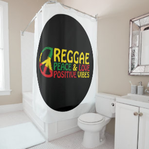 Reggae Music with positive quotes Shower Curtain