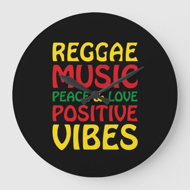 Reggae Music with positive sayings Large Clock (Front)