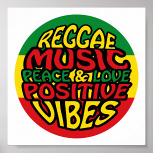 Reggae Music with positive sayings Poster