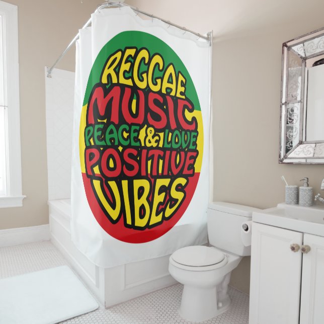 Reggae Music with positive sayings Shower Curtain (In Situ)