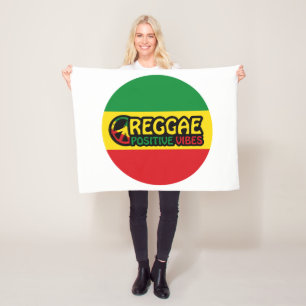 Reggae Music with positive vibes and reggae flag Fleece Blanket
