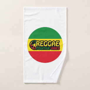 Reggae Music with positive vibes and reggae flag Hand Towel