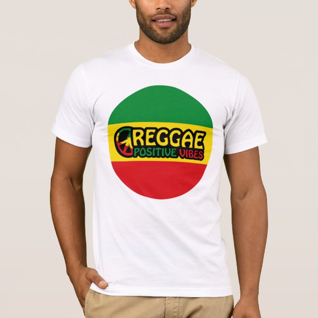 Reggae Music with positive vibes and reggae flag T-Shirt (Front)