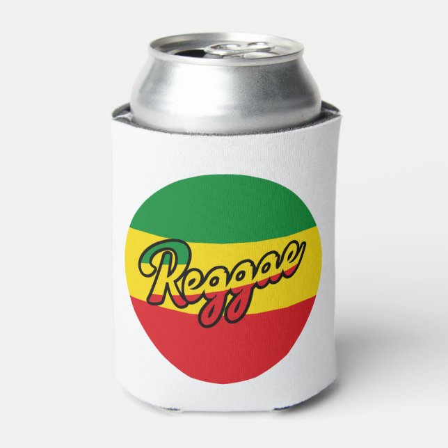 Reggae Music with reggae flag colors Can Cooler (Can Front)