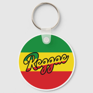 Reggae Music with reggae flag colors Key Ring