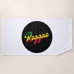 Reggae Music with reggae flag colours Beach Towel