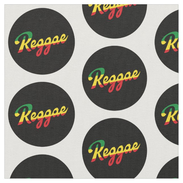 Reggae Music with reggae flag colours Fabric (Close Up)