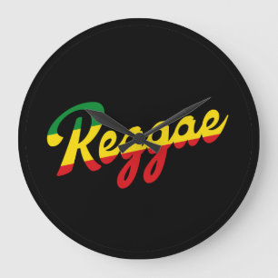 Reggae Music with reggae flag colours Large Clock