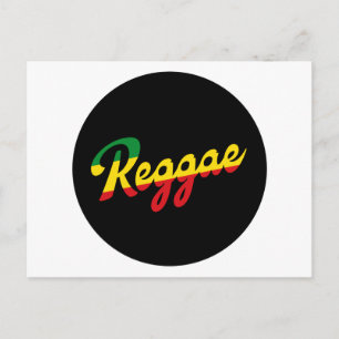 Reggae Music with reggae flag colours Postcard