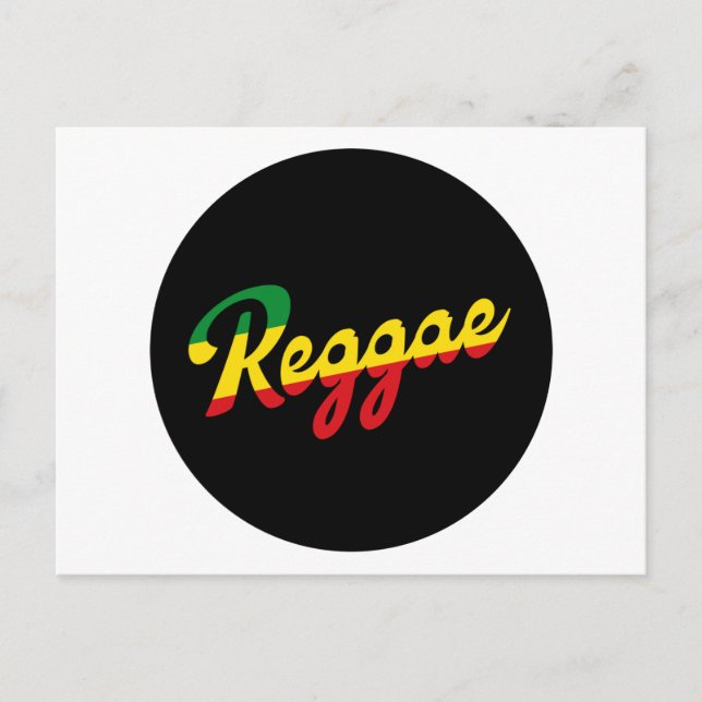 Reggae Music with reggae flag colours Postcard (Front)