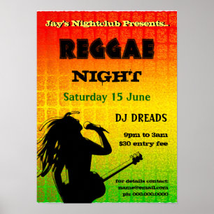 Reggae Night Party Nightclub Poster