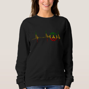 Reggae Peace Hippie Heartbeat ECG Pulse Rasta Regg Sweatshirt