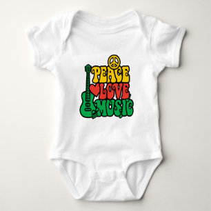 Reggae Peace Love Music Baby Bodysuit