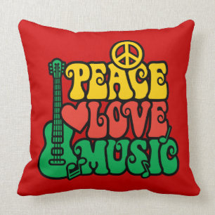 Reggae Peace Love Music Cushion