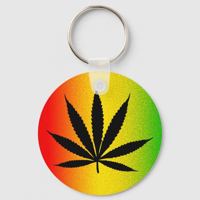 Reggae Rasta Leaf Jamaican Classic Round Keychain (Front)
