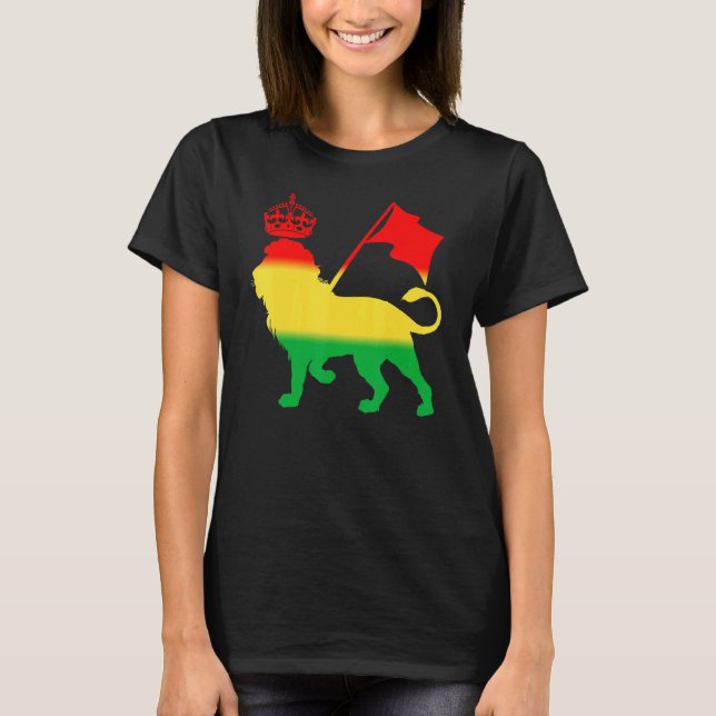 Reggae Rasta Lion Rastafarian Jamaican Music T-Shirt (Front)