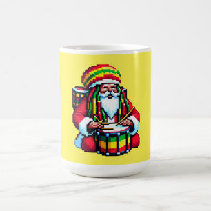 Reggae Santa Drummer - Fun Pixel Art Christmas Coffee Mug