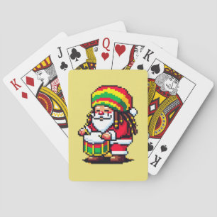Reggae Santa Drummer Fun Pixel Art Christmas Music Playing Cards